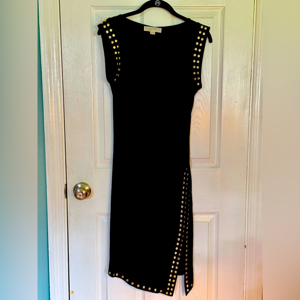 Michael Korz dress size Small. Black dress with gold metal studs.